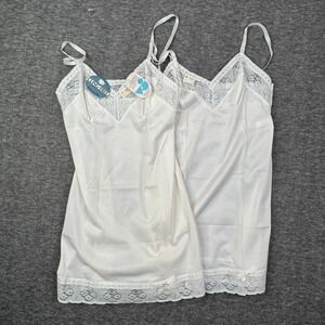 Vassarette Juniors Vintage White Nylon Lace Trim Slip Dress Size 5 New Lot of 2